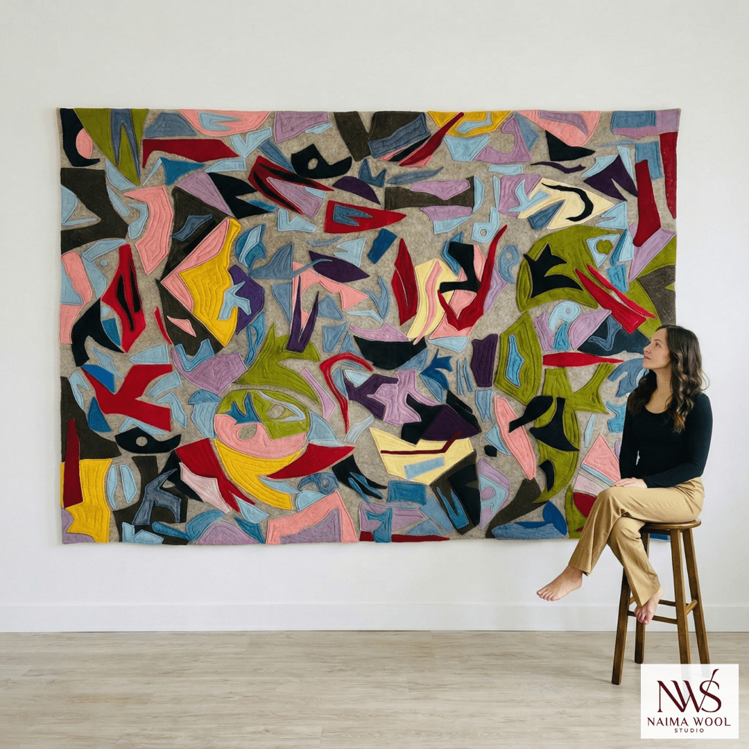 handcrafted 100% organic wool wall art tapestry